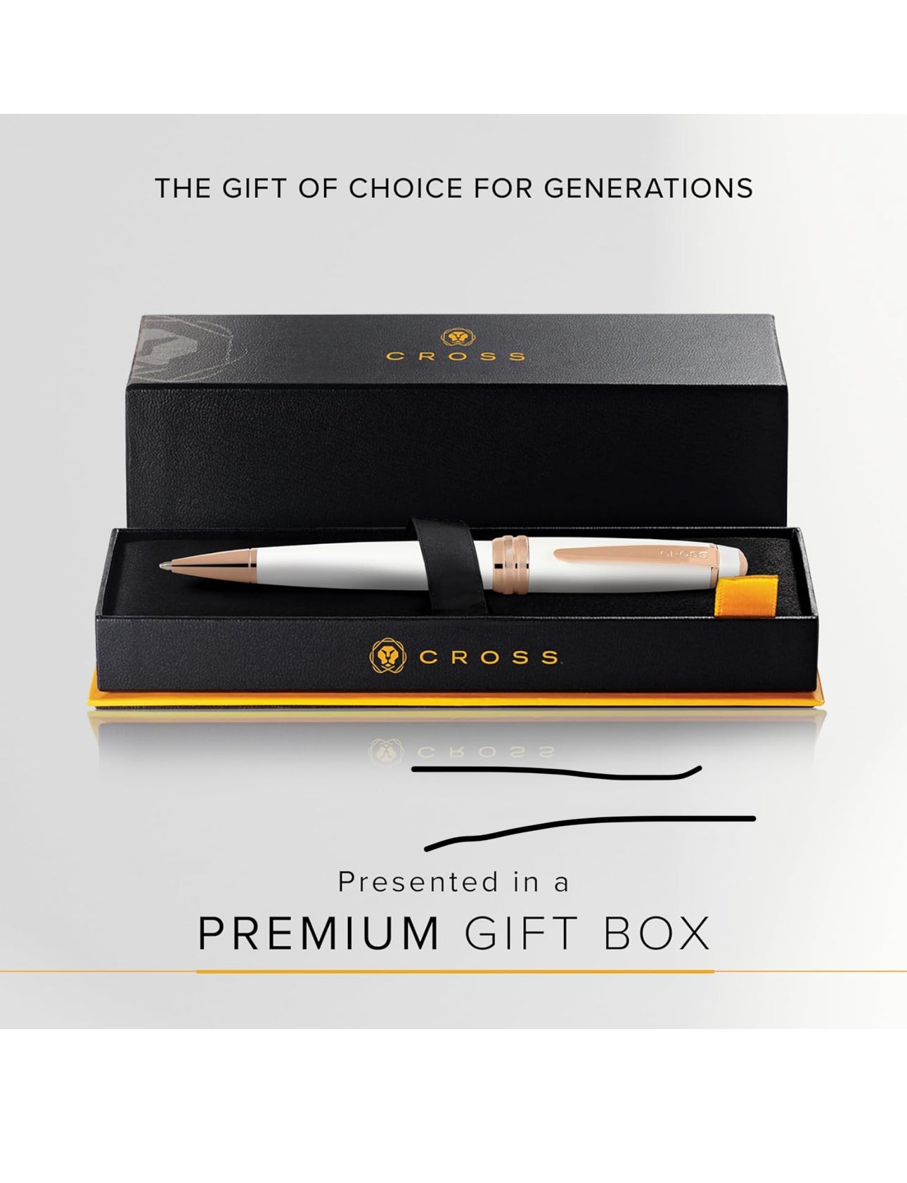 Cross Century II Ballpoint Pen with Polished Rose PVD Appointments - White Lacquer - AT0082WG-113