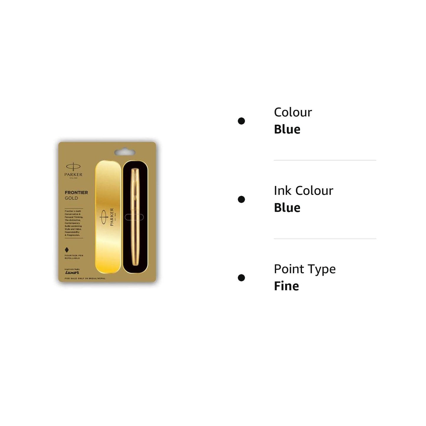 Parker Frontier Gold Fountain Pen Fine Nib