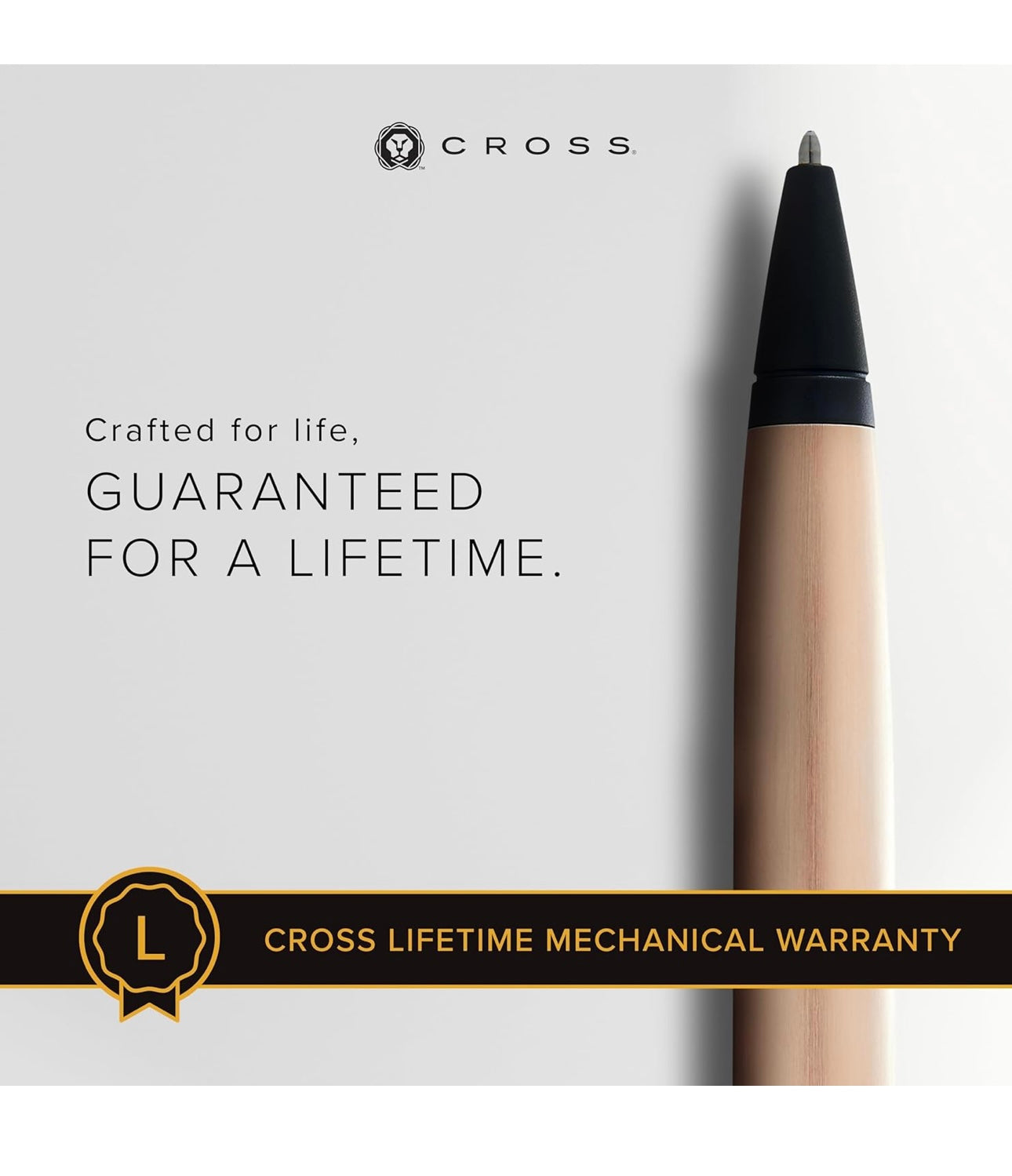 Cross Calais Brushed Rose Gold Plate and Black Lacquer Ballpoint Pen AT0112-27