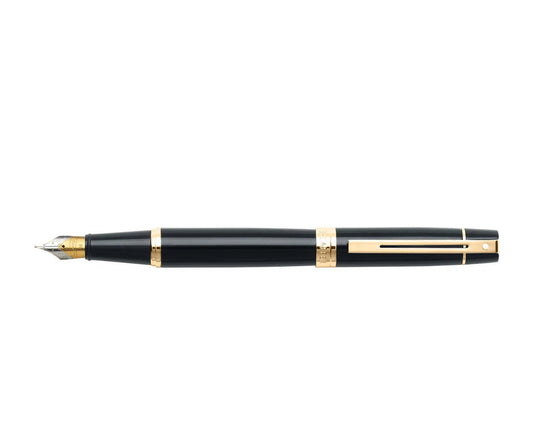 Sheaffer® 300 Glossy Black Fountain Pen With Gold Trims