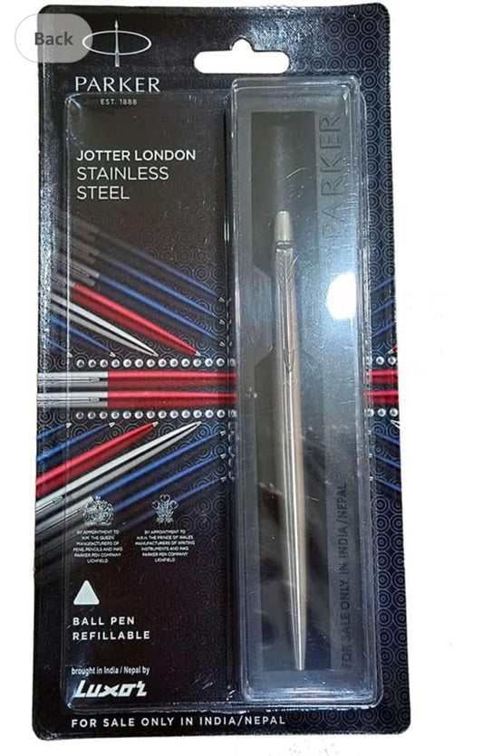 Parker Jotter Stainless Steel with Chrome Trim Ball Pen | Ink blue| Fine nib