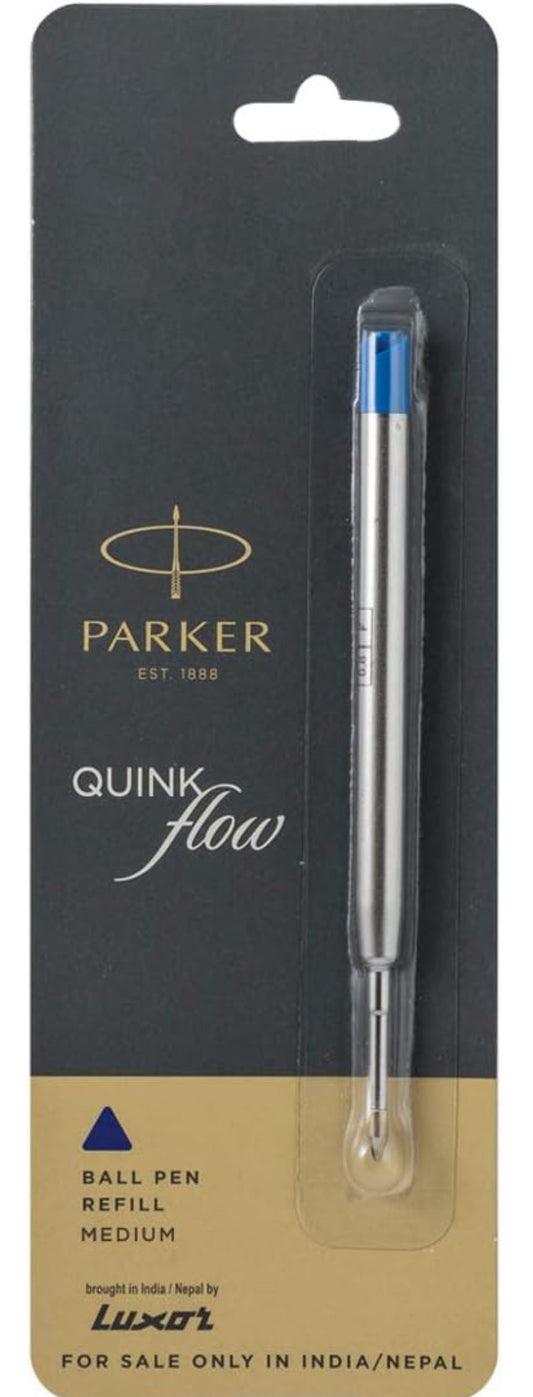 Parker Quink Flow Ball Pen Refill | Blue Ink Color| Medium Tip | Quick - Drying Ink | No - Smear Writing