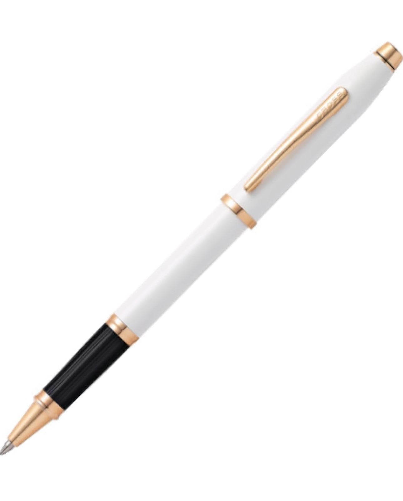 Cross Century II Rollerball Pen with Polished Rose PVD Appointments - White Lacquer - AT0085-113