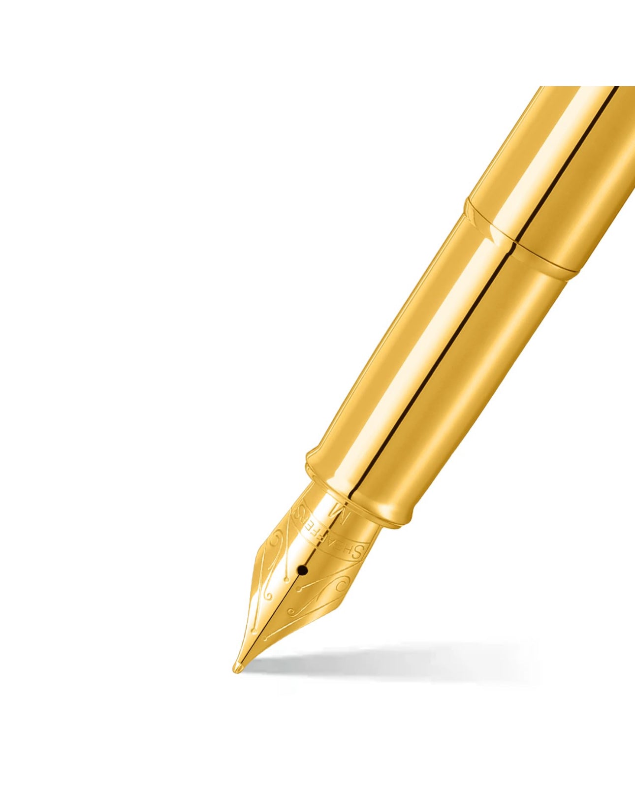 Sheaffer 100 9372 Glossy PVD Gold Plated Fountain Pen With PVD Gold Plated Trims - Medium