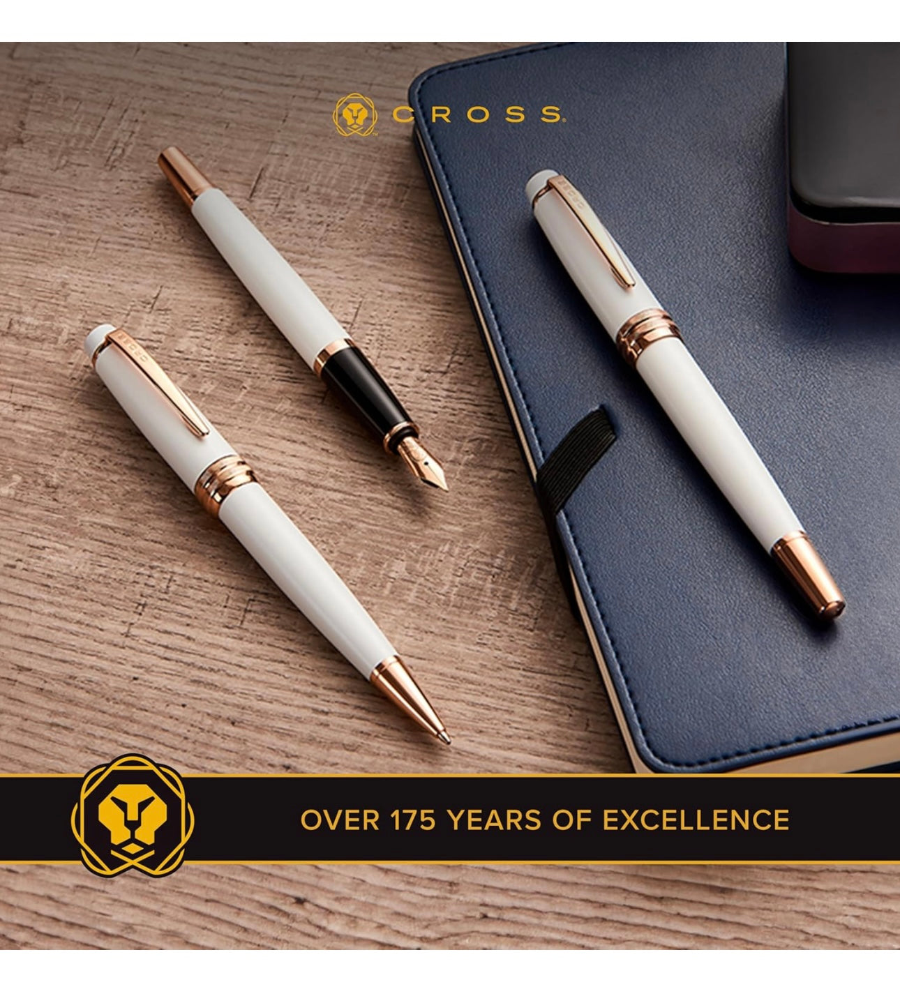 Cross Century II Ballpoint Pen with Polished Rose PVD Appointments - White Lacquer - AT0082WG-113