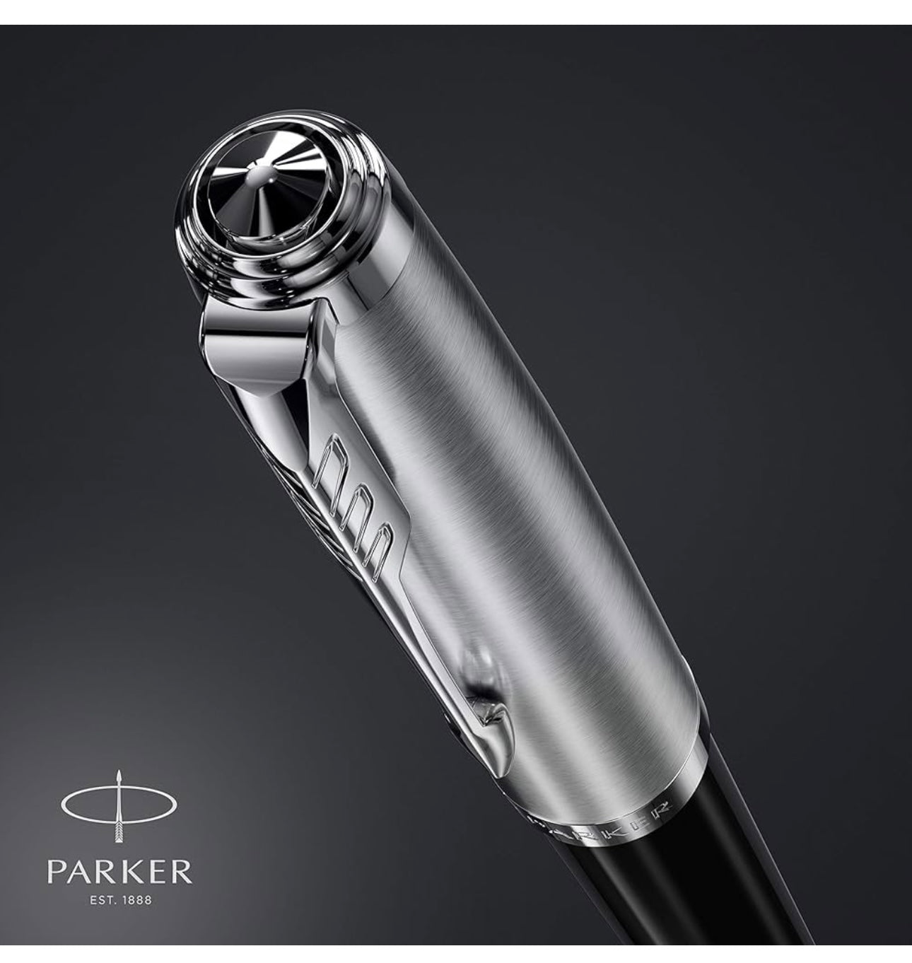 Parker 51 Fountain Pen | Black Barrel with Chrome Trim | Nib with Blue Ink Cartridge | Gift Box