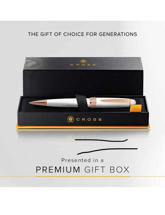 Cross Century II Ballpoint Pen with Polished Rose PVD Appointments - White Lacquer - AT0082WG-113
