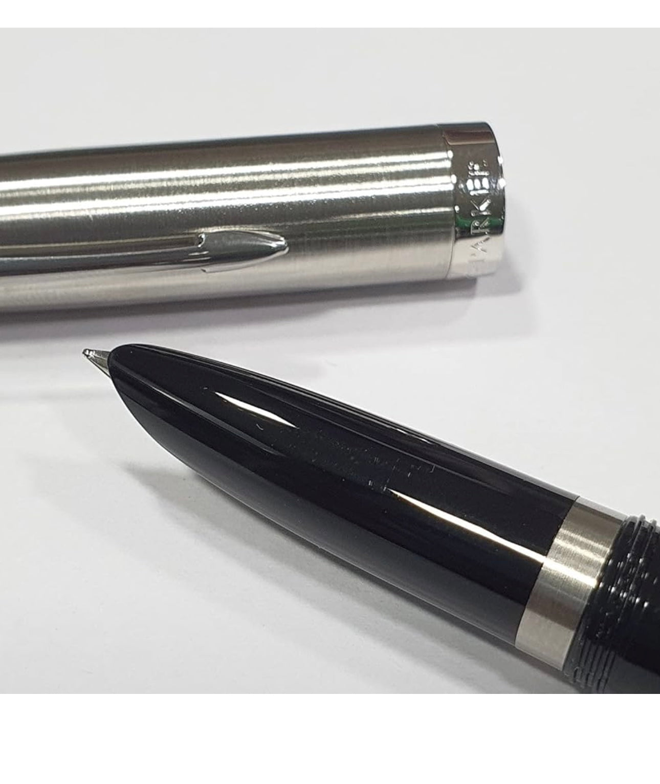 Parker 51 Fountain Pen | Black Barrel with Chrome Trim | Nib with Blue Ink Cartridge | Gift Box