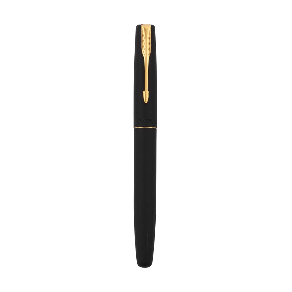 Parker Frontier Matte Black (Gold Nib) Gold Trim Fountain Pen | Medium nib|