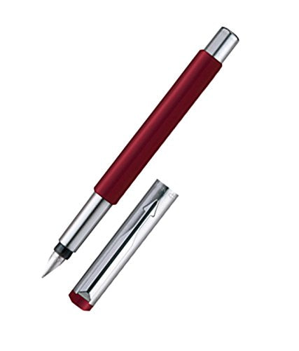 Parker Vector Mettalix Fountain Pen (Red) with Quink Ink Bottle