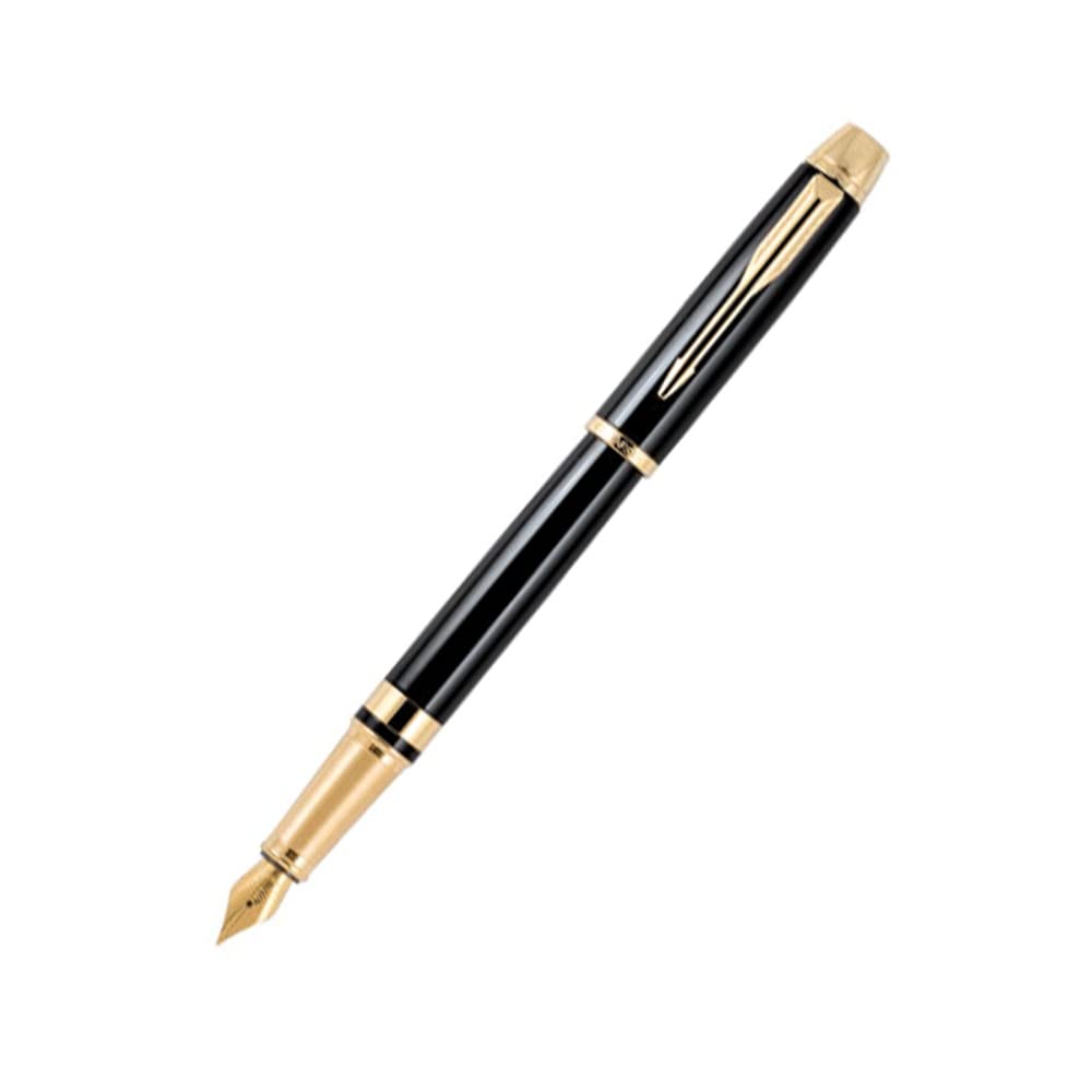 Parker Aster LACQUE Black with Gold Trim Fountain Pen – Medium Nib