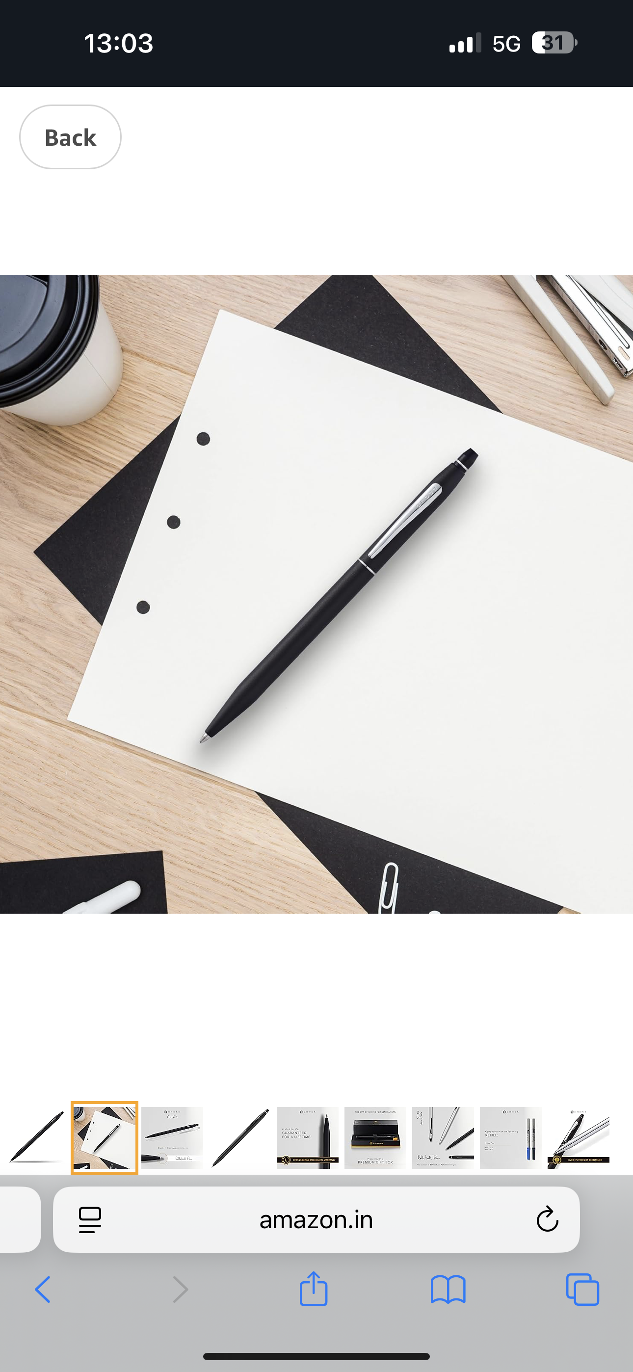 Cross Click Gel Ink Roller Ball Pen (Black)