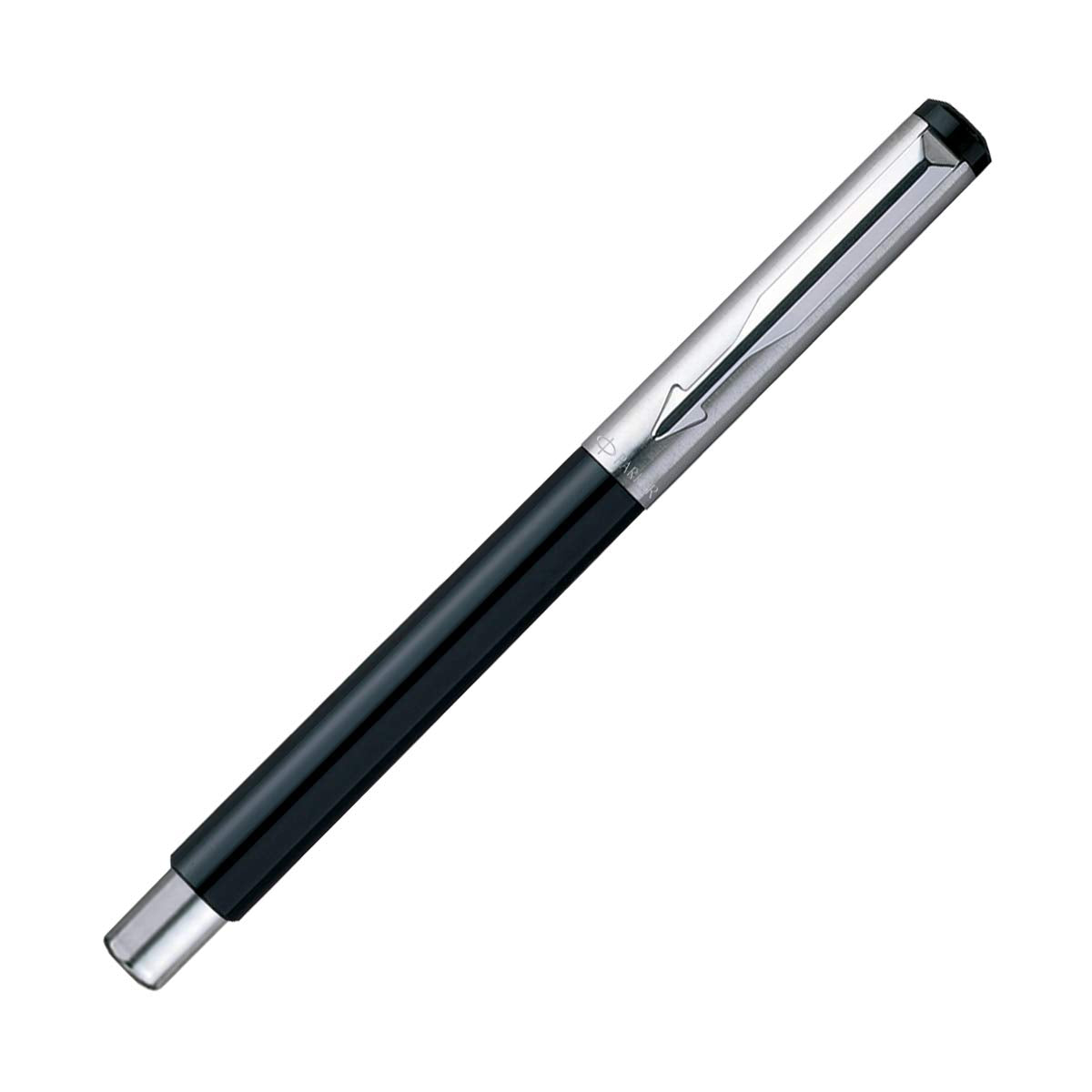 Parker Vector Mettalix Silver Trim Fountain Pen With Free Quink Blue Ink Bottle (Ink - Blue)