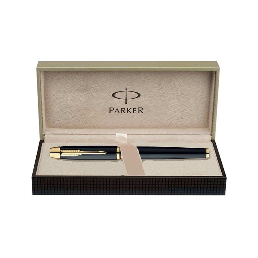 Parker Aster LACQUE Black with Gold Trim Fountain Pen – Medium Nib