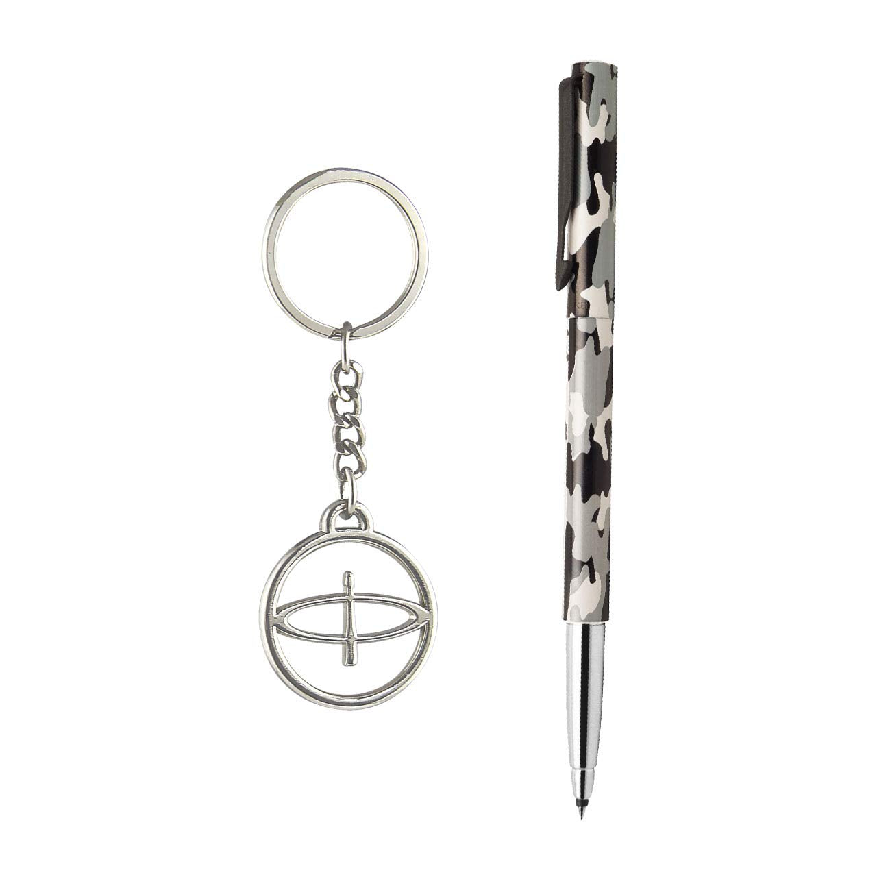 Parker Vector Camouflage Gift Set - Roller Ball Pen & Parker Logo Keychain (Black Body, Blue Ink), 2 Piece Set