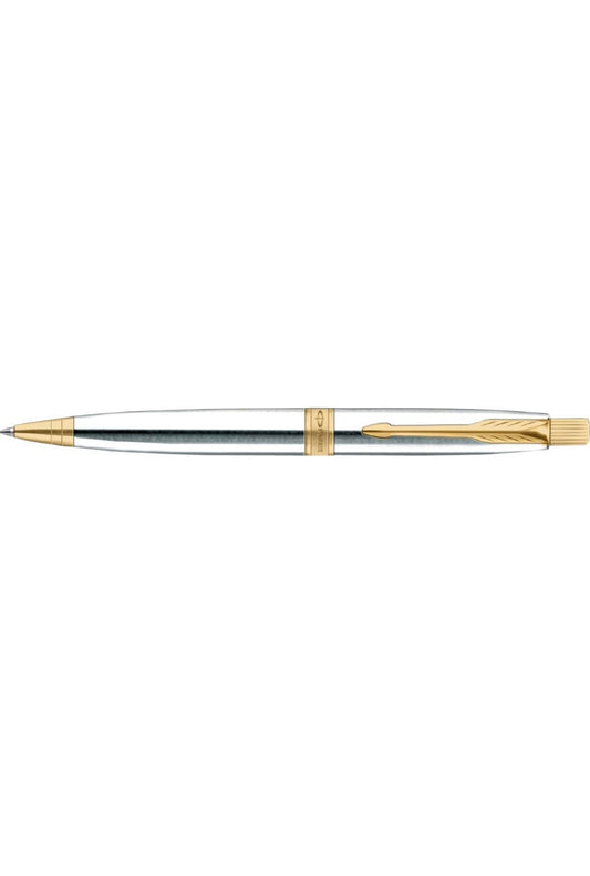 Parker Aster Shiny Chrome |Gold Trim |Ball Pen