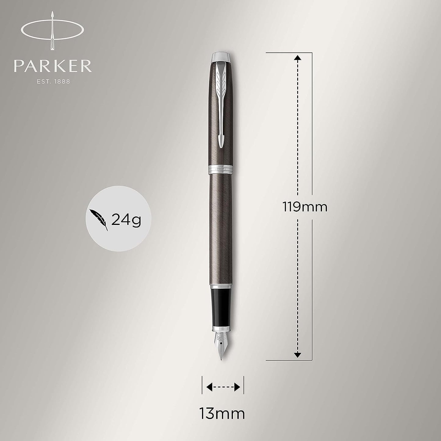 PARKER IM Fountain Pen, Dark Espresso, Medium Nib with Blue Ink Refill, Gift Box (1931657)