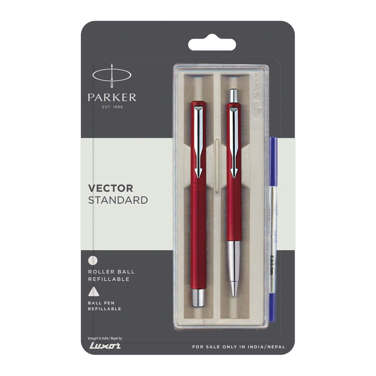 Parker Vector Standard triple set Fountain Pen Roller Ball Pen and Ball Pen - Red Body