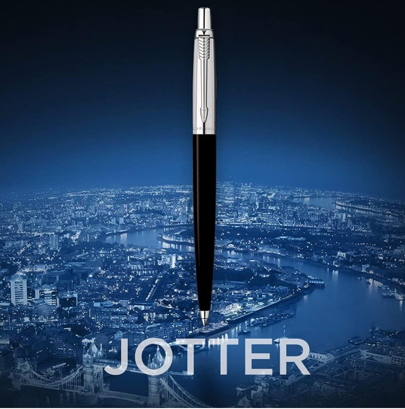 Parker Jotter Standard Chrome Trim Ball Pen| Black Body Color| Ink Color -Blue |