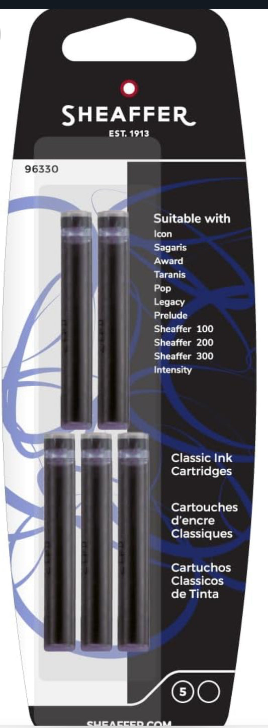 Sheaffer Ink Cartridge : Color Classic Black : Pack of 5