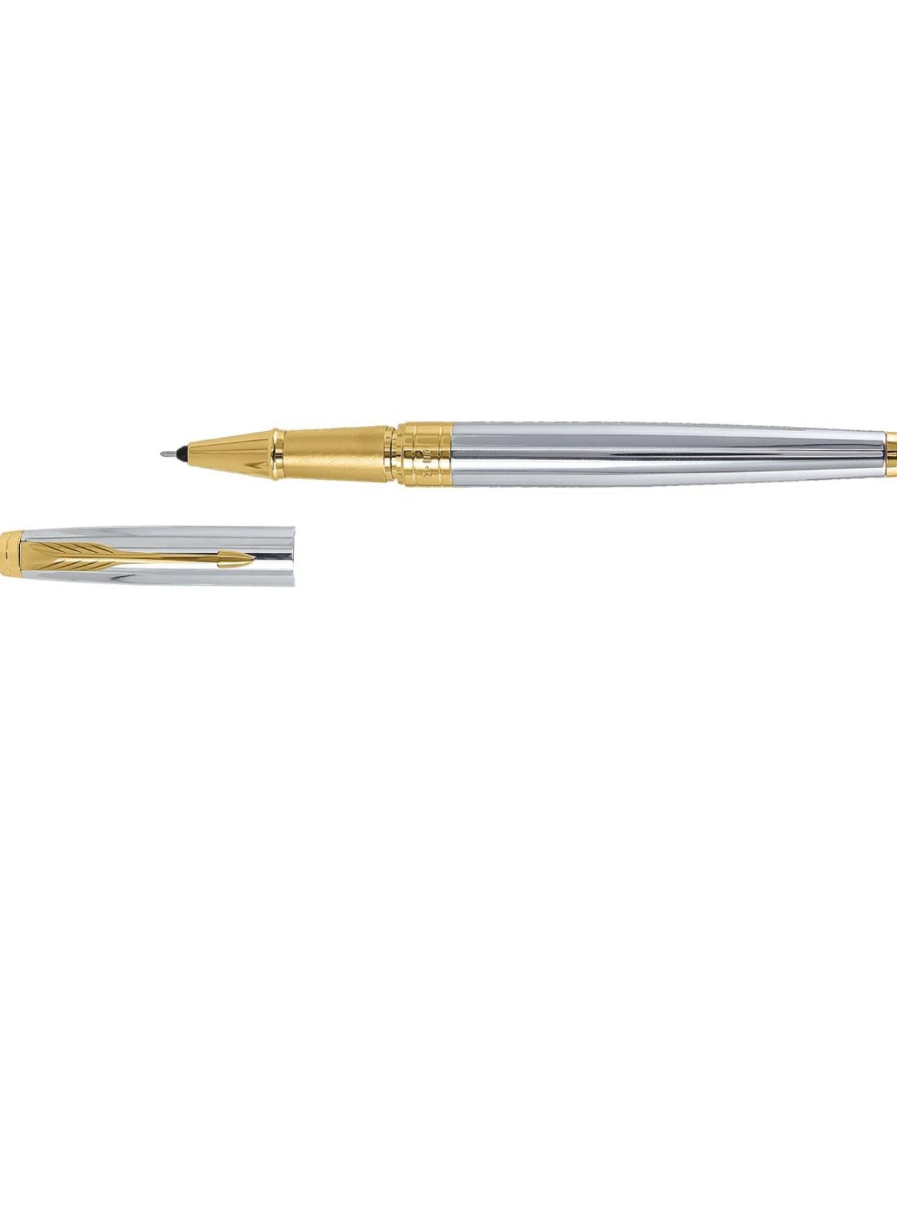 Parker Aster Shiny Chrome |Gold Trim |Roller Ball Pen