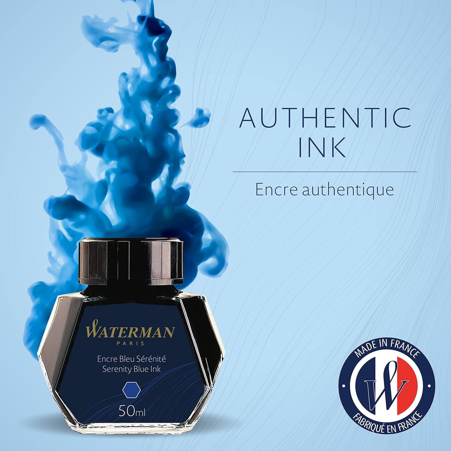 Waterman 50 ml Bottled Liquid Fountain Pen Ink, Serenity Blue (S0110720)