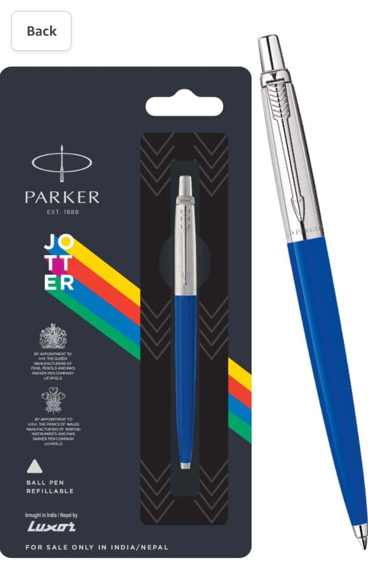 Parker Jotter Standard Chrome Trim Ball Pen| Blue Body Color| Ink Color Blue