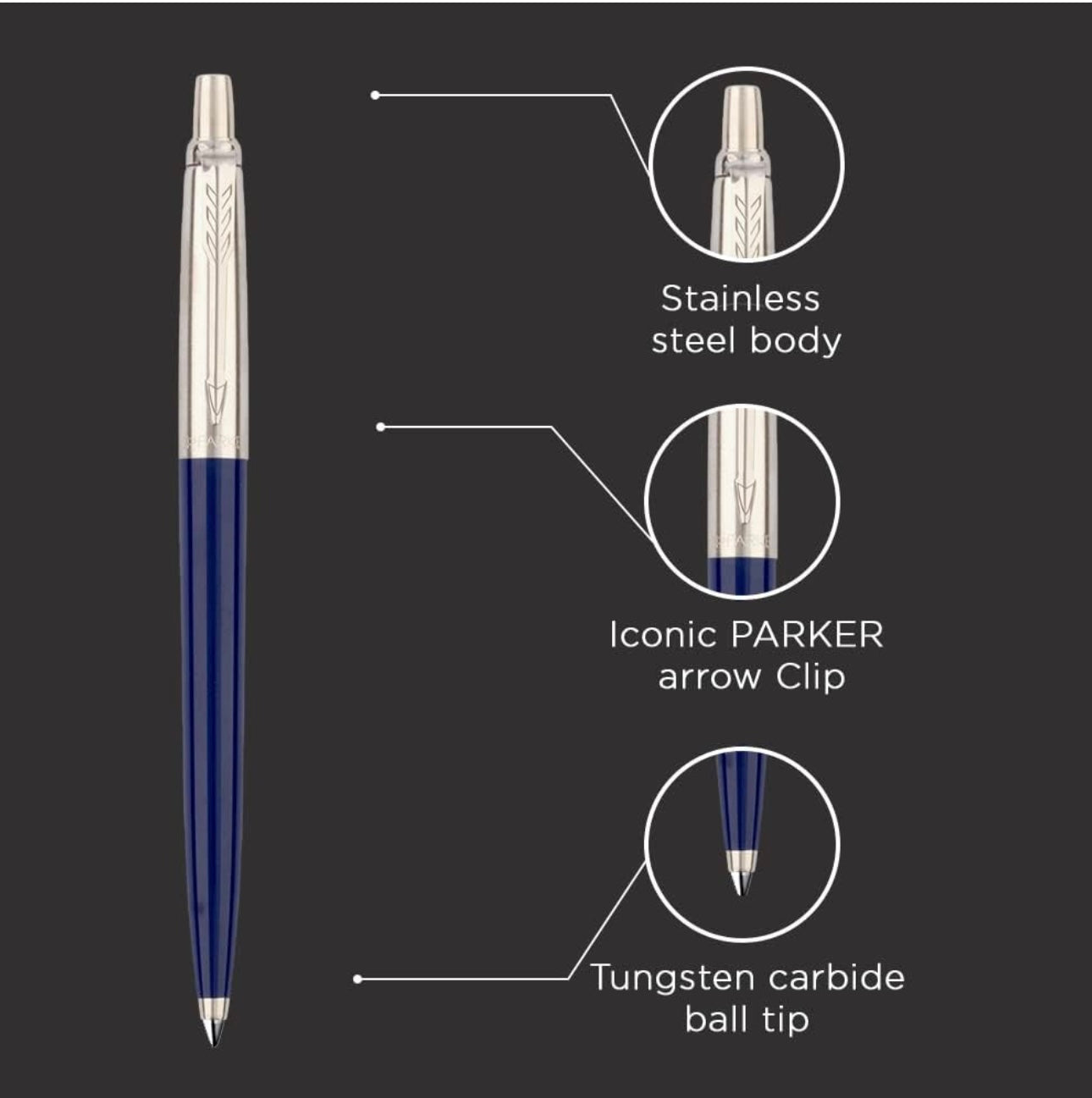 Parker Jotter Standard Chrome Trim Ball Pen| Blue Body Color| Ink Color Blue