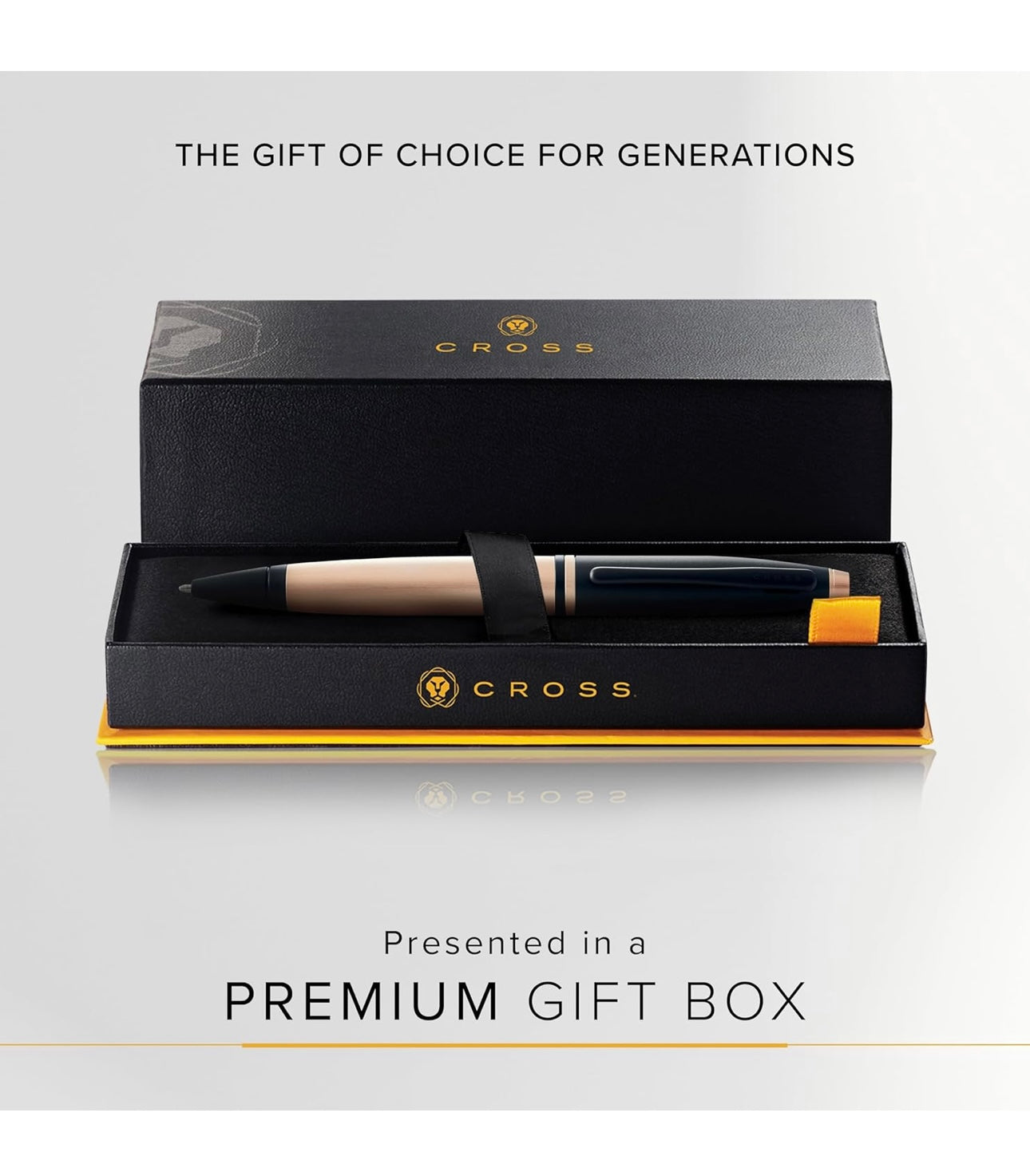 Cross Calais Brushed Rose Gold Plate and Black Lacquer Ballpoint Pen AT0112-27