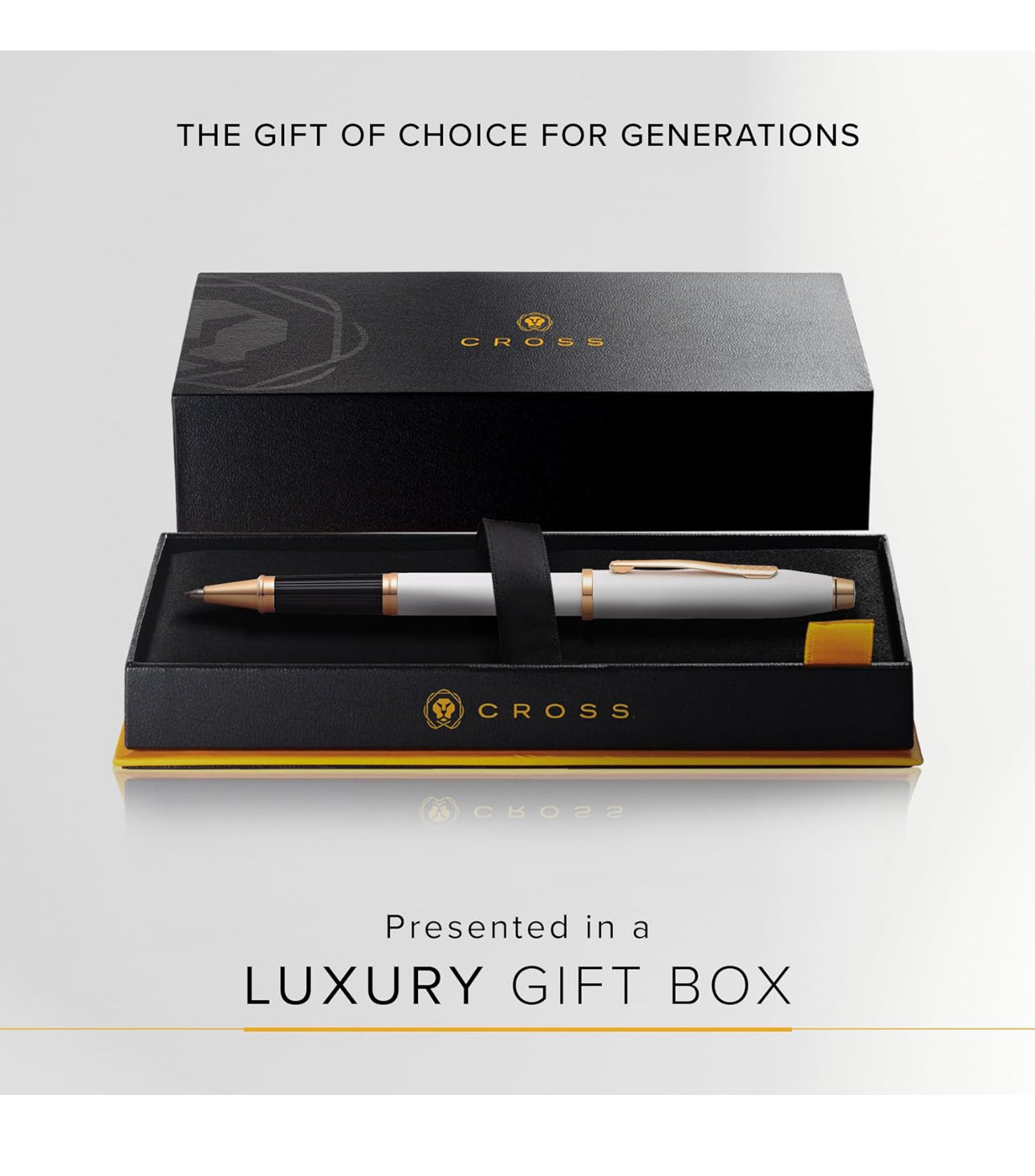Cross Century II Rollerball Pen with Polished Rose PVD Appointments - White Lacquer - AT0085-113