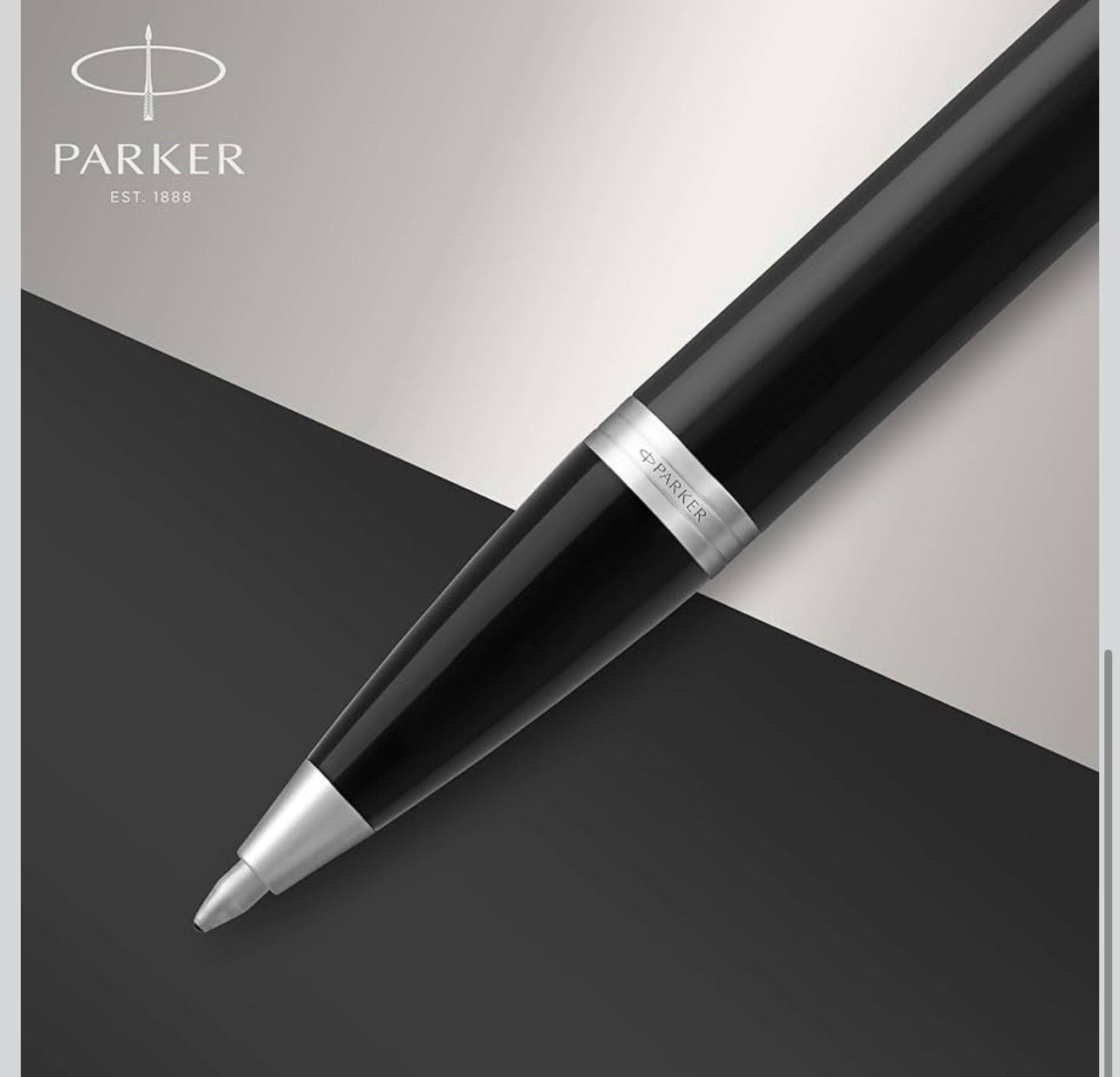 Parker IM Ballpoint Pen | Black Lacquer with Chrome Trim | Medium Point Blue Ink | Gift Box