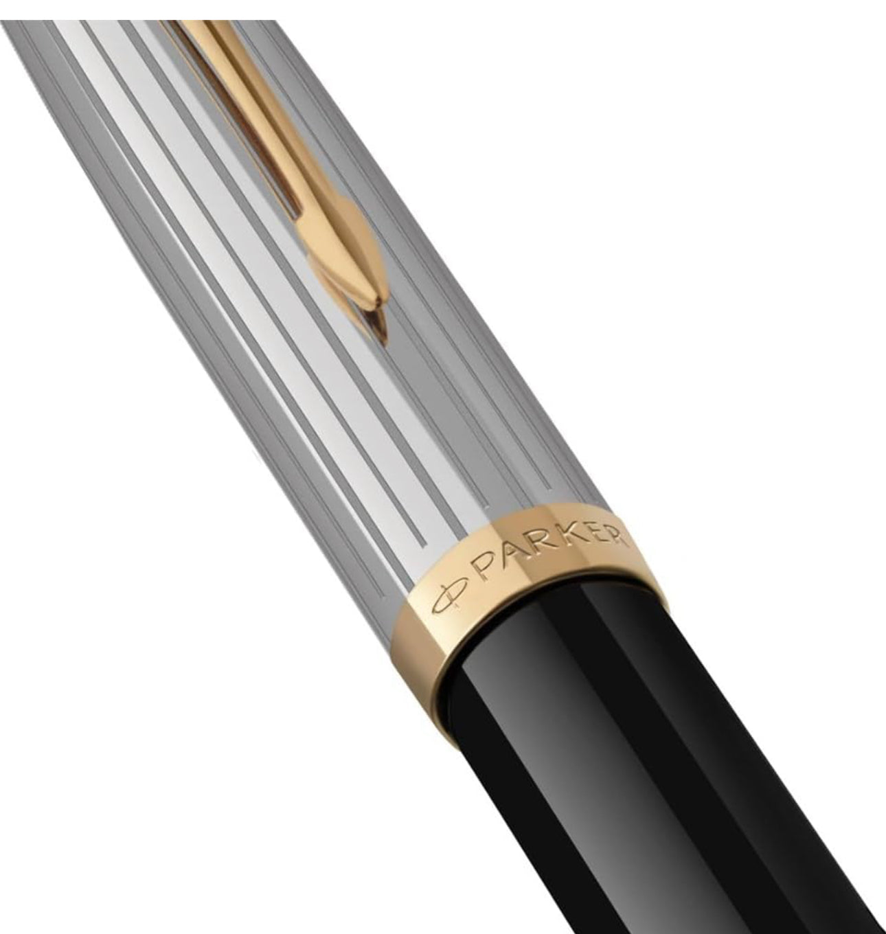 Parker 51 Black Gold Trim Fountain Pen (Medium nib) | Free Blue Ink Cartridge |