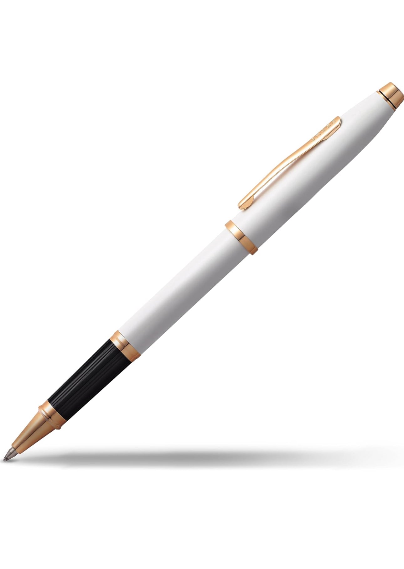 Cross Century II Rollerball Pen with Polished Rose PVD Appointments - White Lacquer - AT0085-113