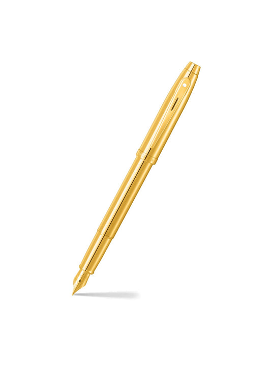 Sheaffer 100 9372 Glossy PVD Gold Plated Fountain Pen With PVD Gold Plated Trims - Medium