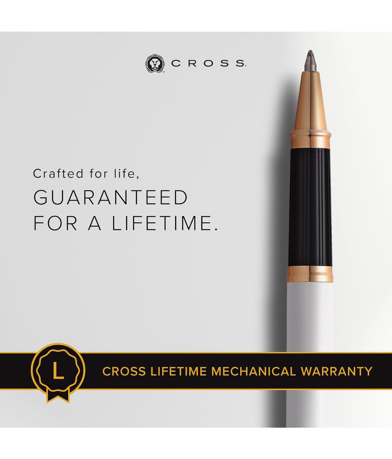 Cross Century II Rollerball Pen with Polished Rose PVD Appointments - White Lacquer - AT0085-113