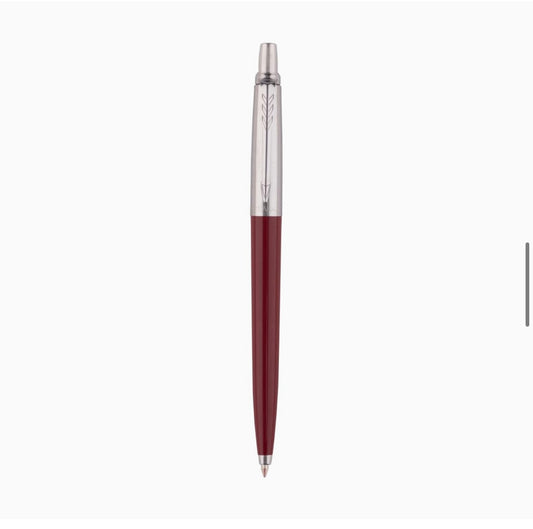 Parker Jotter Standard Chrome Trim Ball Pen| Red Body Color | Ink Color -Blue