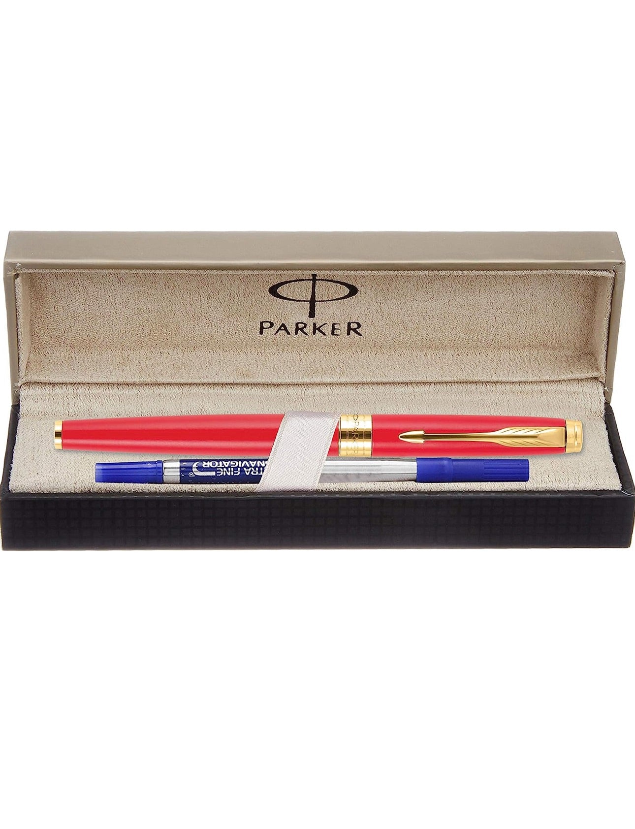 Parker Aster Matt Red Gold Trim Roller ball Pen