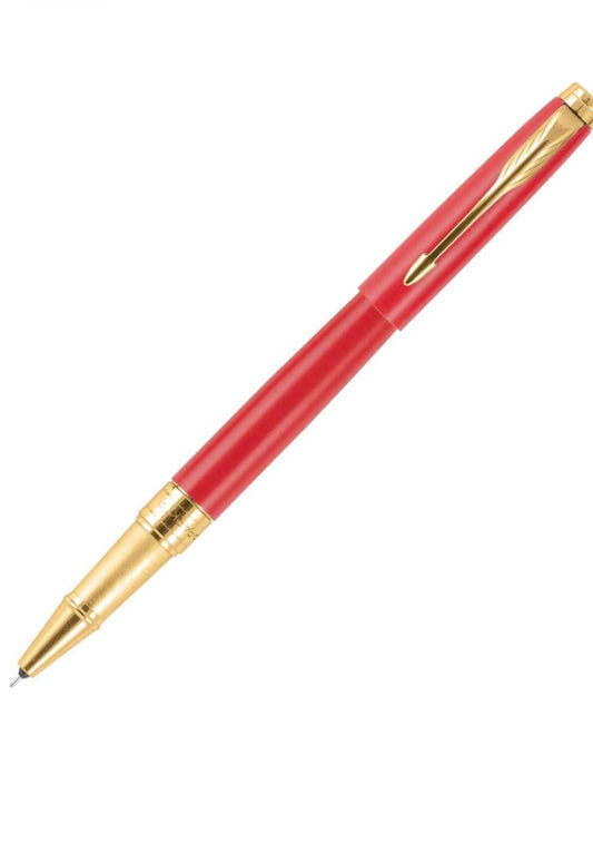 Parker Aster Matt Red Gold Trim Roller ball Pen